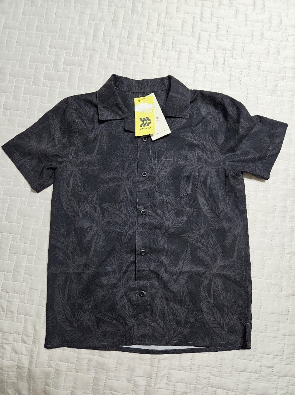 All In Motion Black Button Up Short Sleeve Dress Shirt